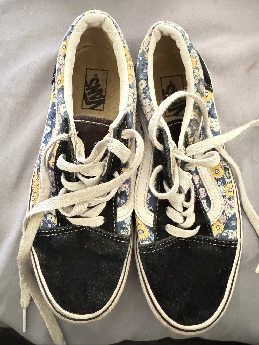Vans Women’s Floral Old Skool Sneakers in Black, Blue & Yellow